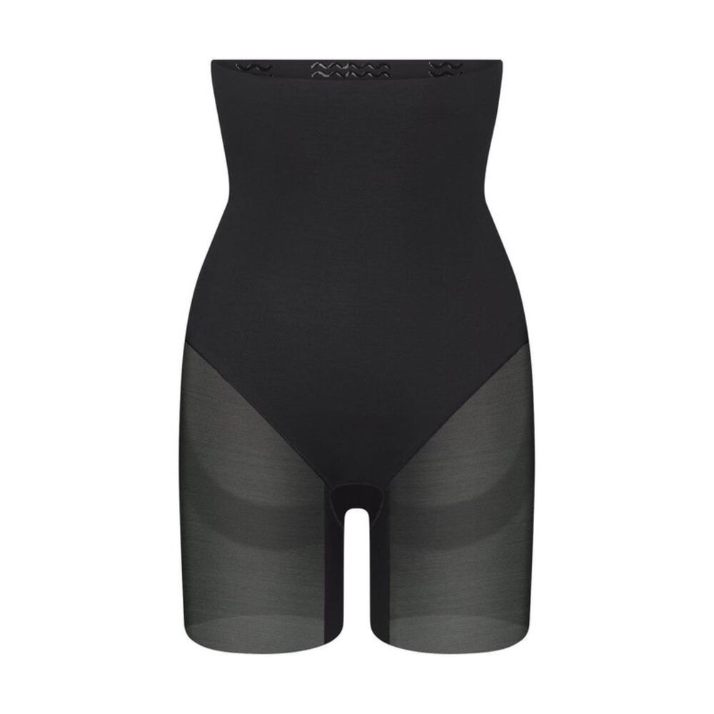 Skims Womens/Ladies Mesh Panel Mid Thigh Shapewear Shorts / Onyx